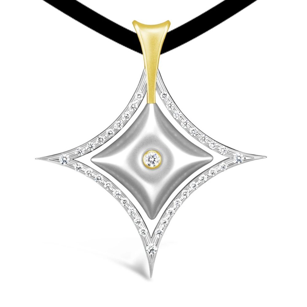 ⭐️STEVEN KRETCHMER⭐️Platinum and Gold Diamond Mini Precious Pendant